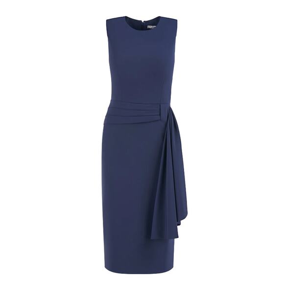 NEW! Kay Unger Dress “Raven” Midi in Navy Stretch Crepe - Super Flattering! - Picture 10 of 10
